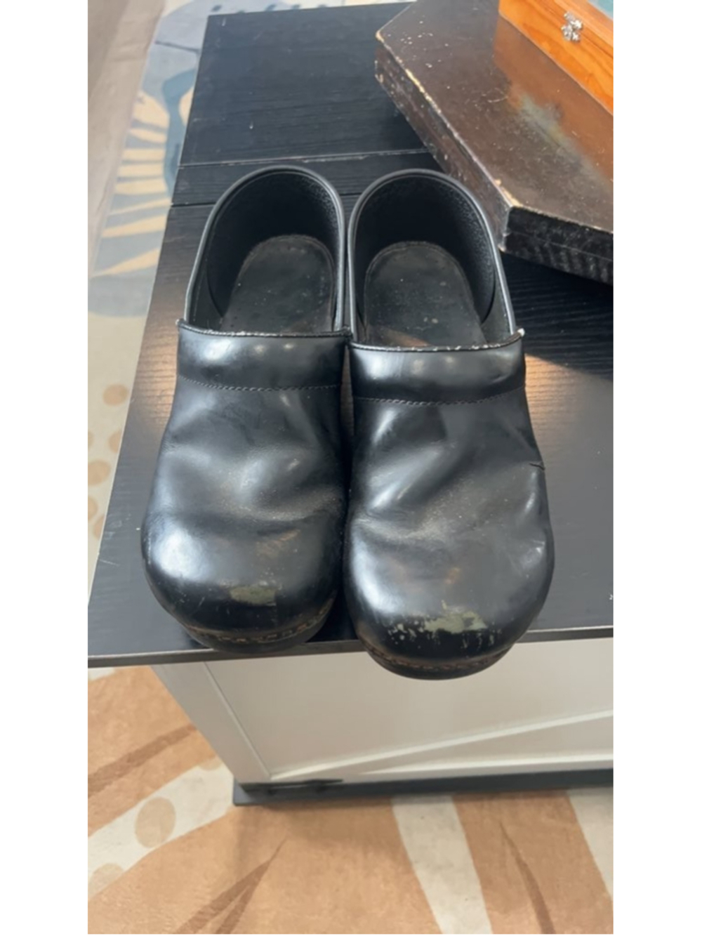 Dansko Black Leather Clogs Size 43 as is